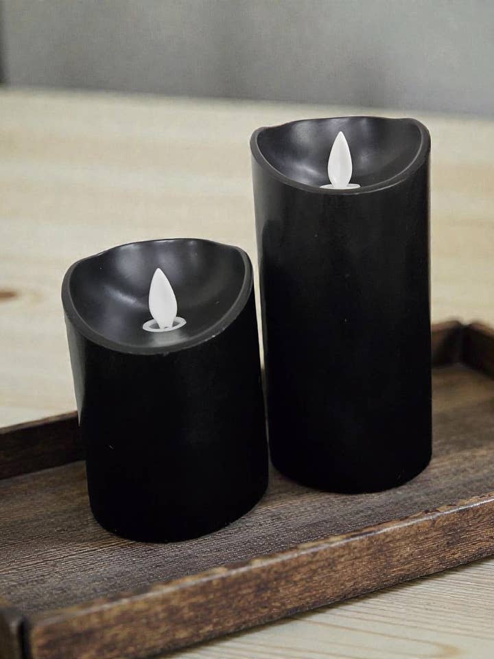 Zwarte Non Drip Moving Flame LED-kaars 3 bij 4 inch voor wholesale door Wholesale Home Decor