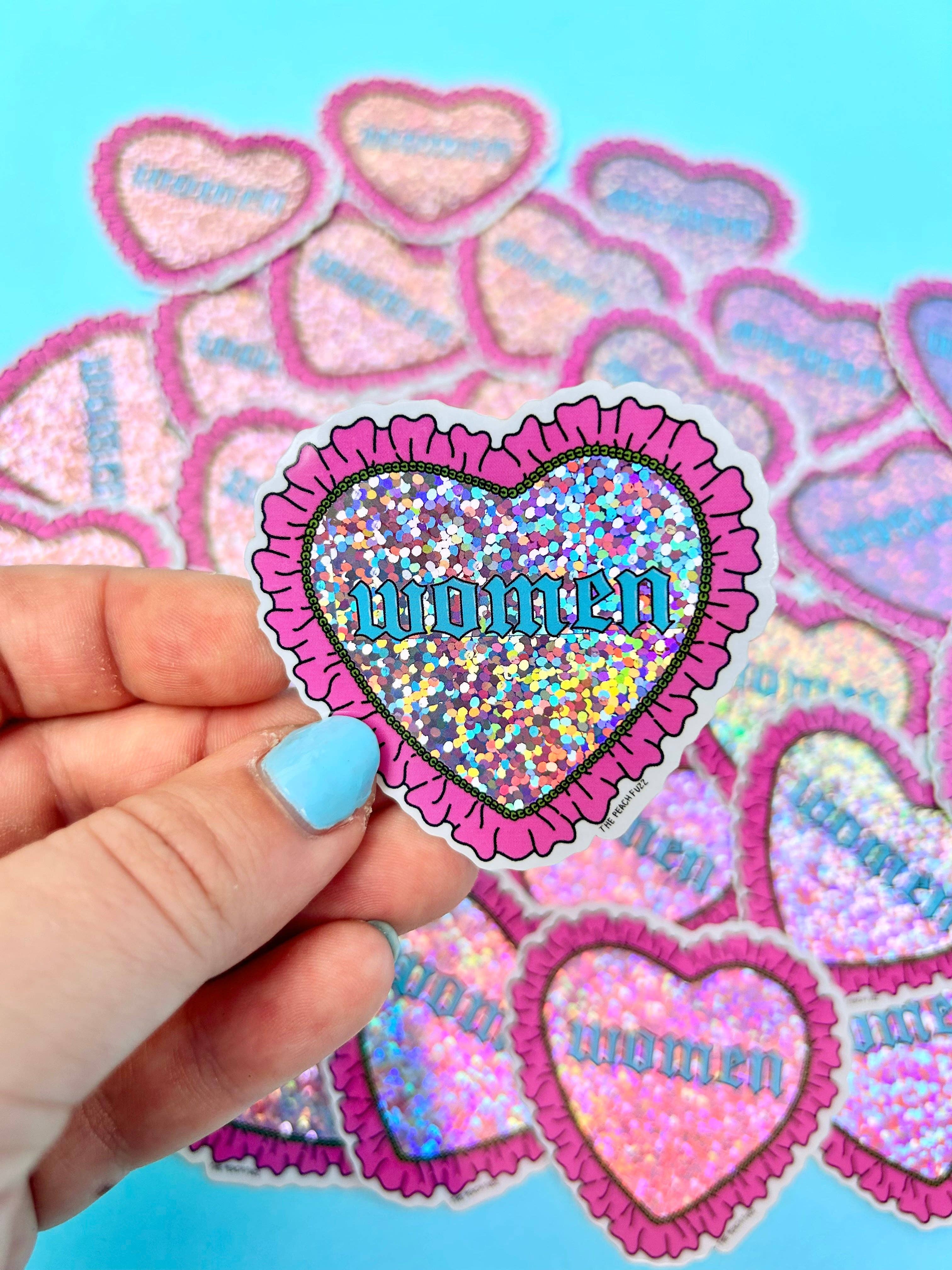 The Peach Fuzz - Wholesale Sticker - Heart Women Glitter Sticker4