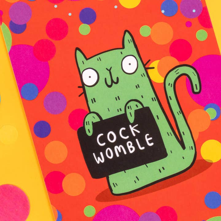 Sweary Cat C*ck Womble A6 Postcard for wholesale by Katie Abey