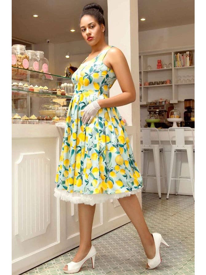 Dolly & Dotty - Wholesale Dress - Women's - Amanda Light Blue Lemon Swing Dress