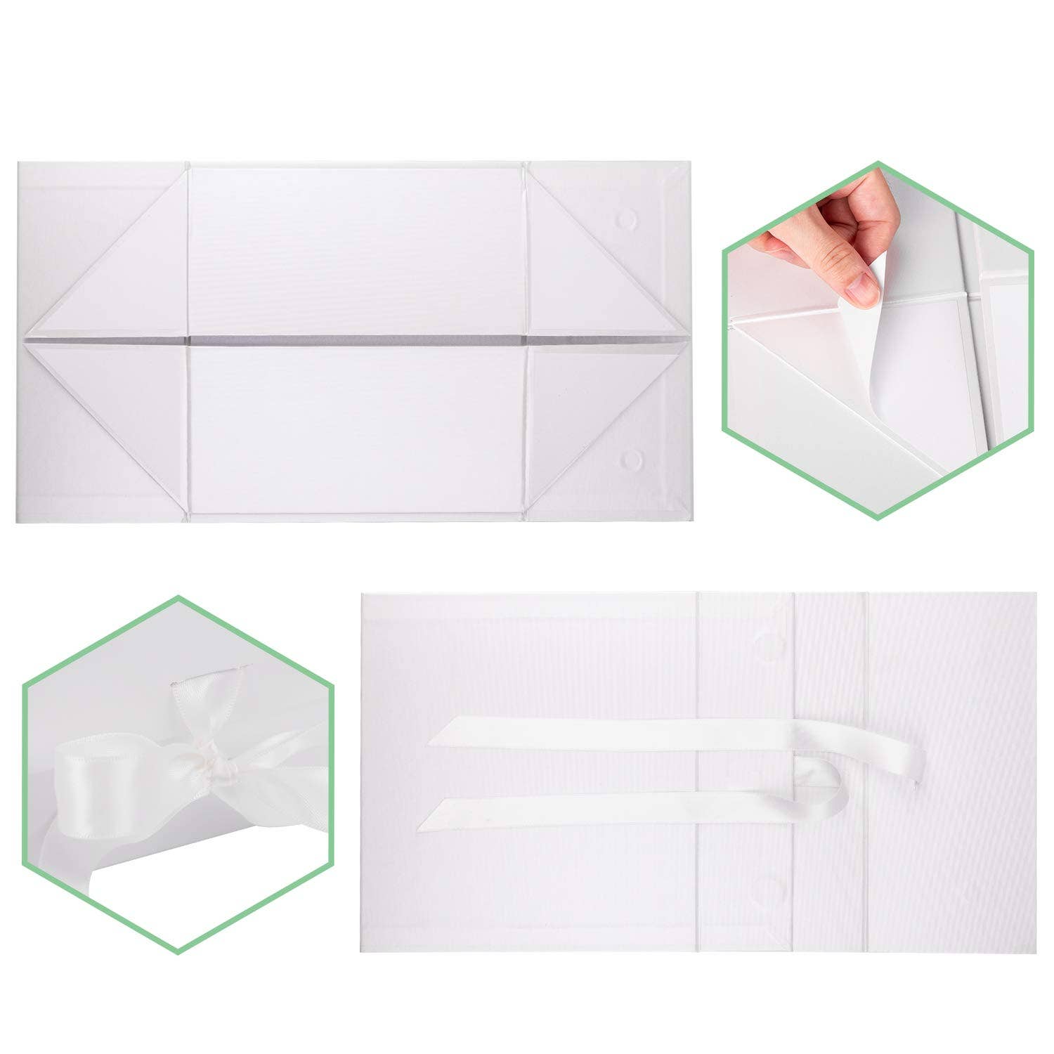 LA Ribbons Wholesale – wholesale Gift box – 8" x 8" x 4" Collapsible Gift Box w/ Satin Ribbon & Magnetic | White1