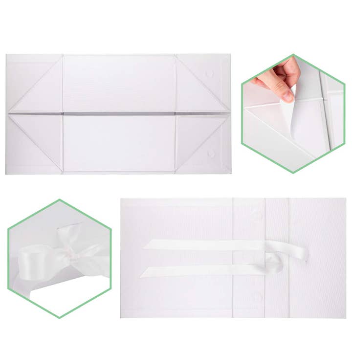LA Ribbons Wholesale - Wholesale Gift box - 8" x 8" x 4" Collapsible Gift Box w/ Satin Ribbon & Magnetic | White1