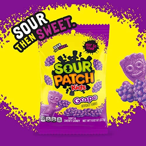 Shop The King - Wholesale Gummy - Sour Patch Kids Grape Peg Bag 8 oz Single Bag1