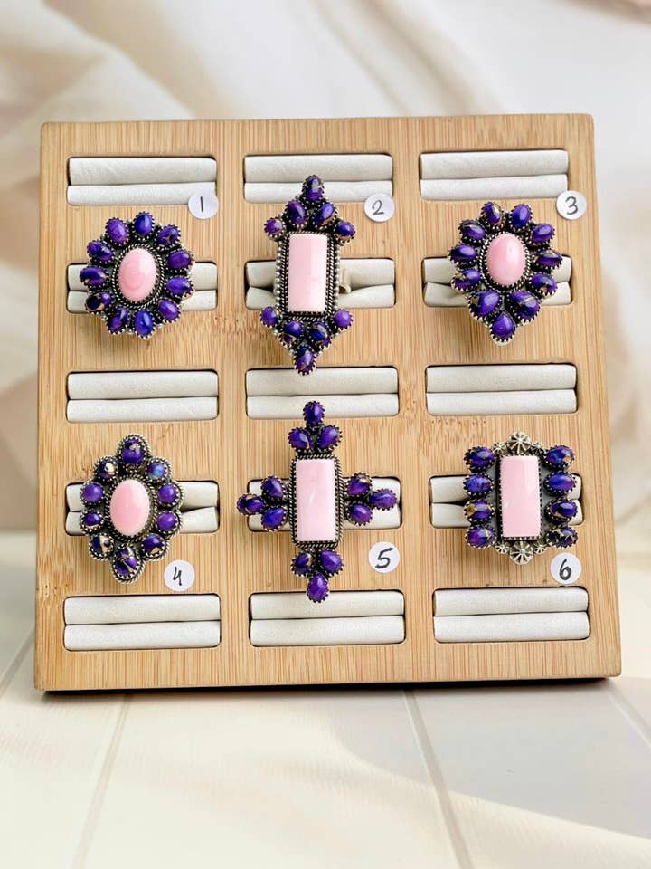 Anéis de Aglomerado de Concha Rosa & Dália de Baga por atacado de Krush Kandy