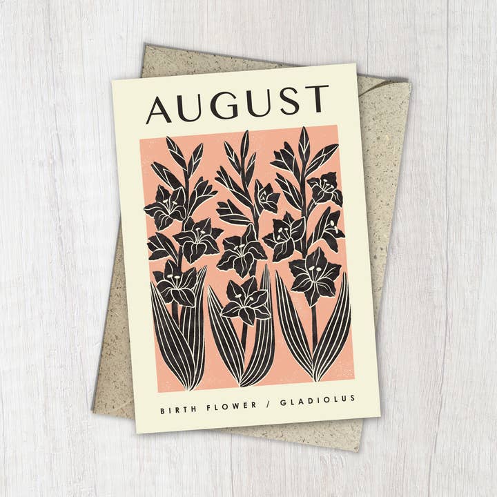 August Gladiolus | Birth Flower Reusable Greeting Card for wholesale by Bird & Co Studio