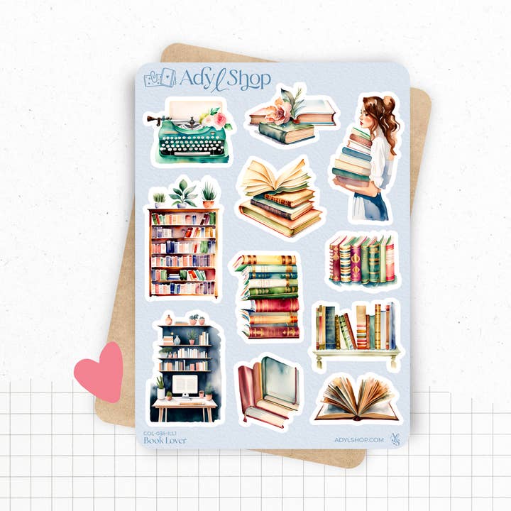 Klistermärkesark "Book Lover" - Böcker, bibliotek för wholesale av AdyLShop