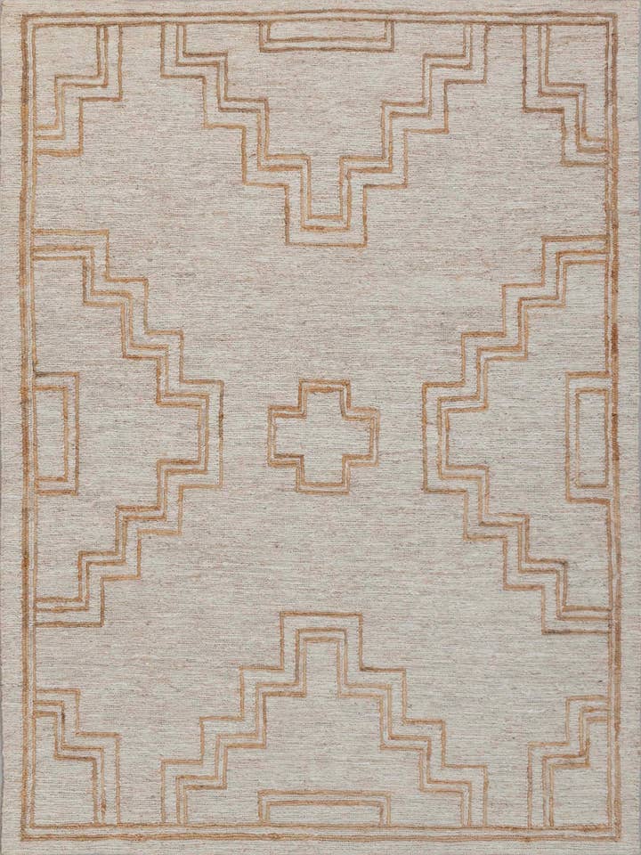 8x10 Natural Jute Cream Taureg Wool Handwoven Rug G-3334 for wholesale by Aesthetic Homes LLC