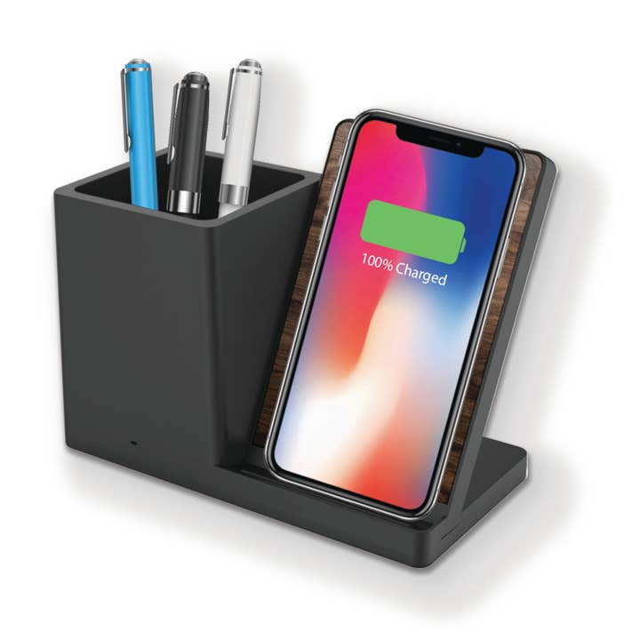 Desktop Wireless Charging Stand & Pen Holder for wholesale by Gabba Goods