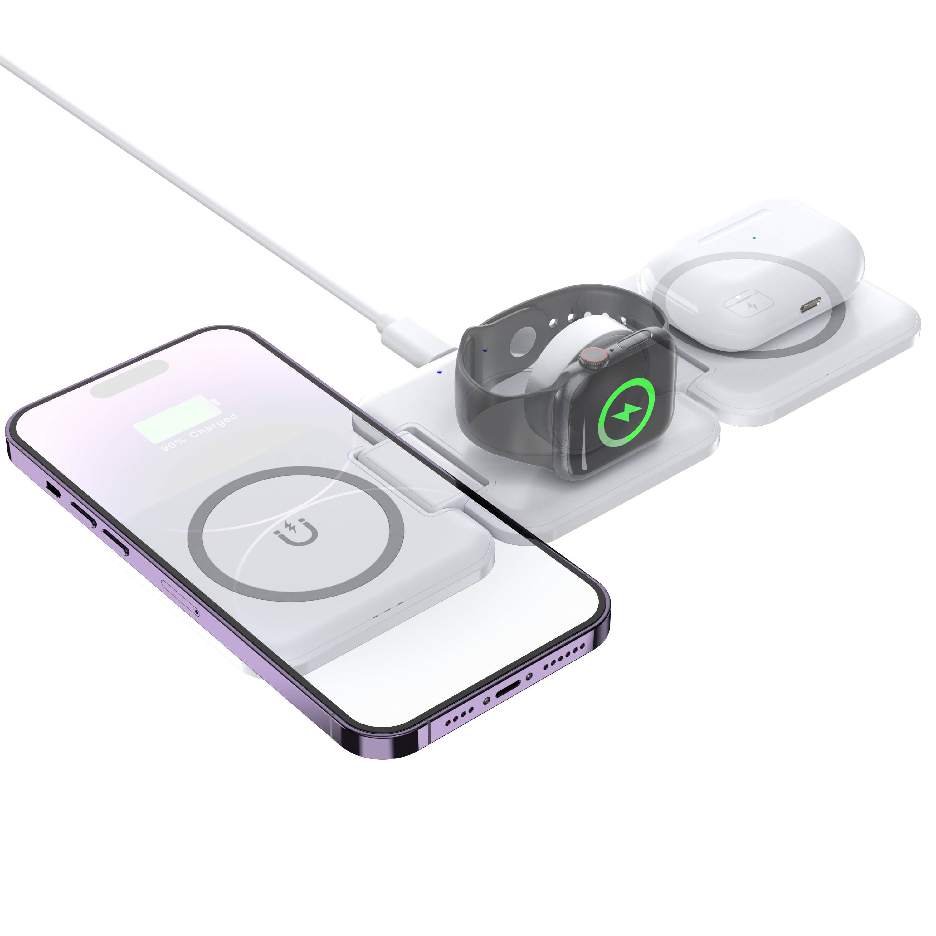 LAX Gadgets – wholesale Charging dock – MagSafe 3-in-1 Foldable Wireless Charging Stand- Retail Pack21