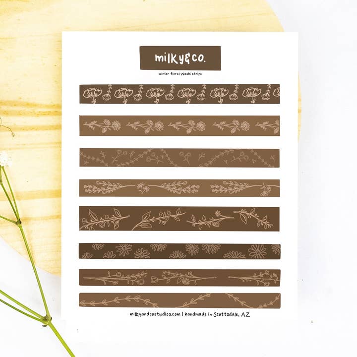 Bandes Washi Florals d'hiver 2021 pour la vente par Milky & Co. Studios