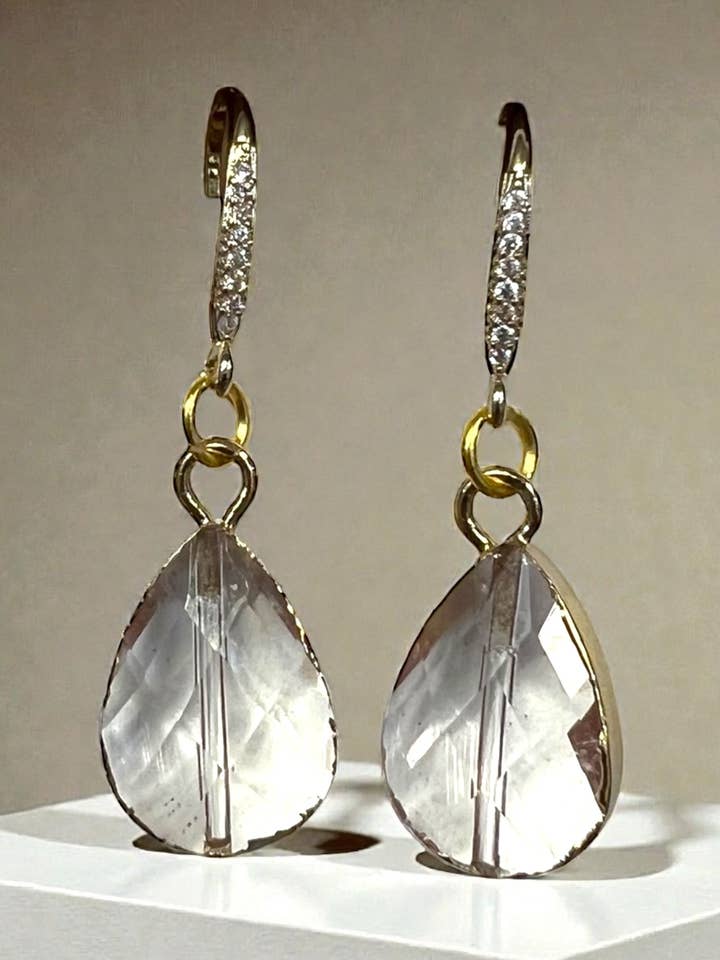 Gold Pave Teardrop Earring for wholesale by Ava Capri