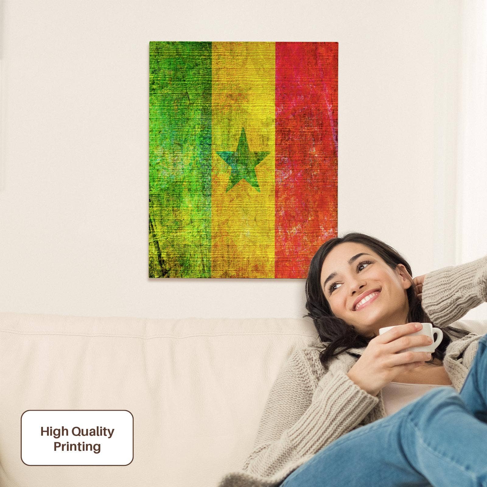 3dRose - Wholesale Art Print - 3dRose, Distressed Style Grunge Flag Of Senegal, Museum Grade Canvas Wrap1