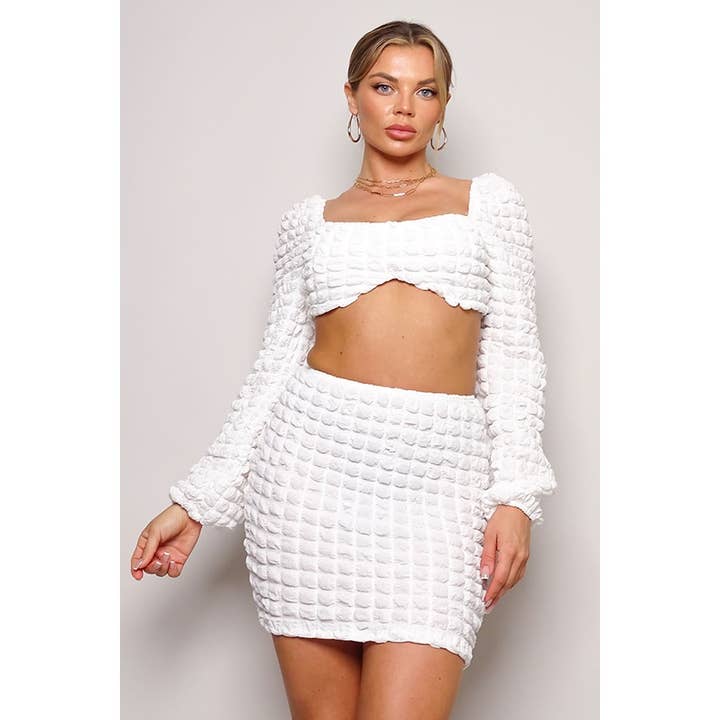 OLIVOS BUBBLE TEXTURE SKIRT SET for wholesale by CEFIAN FASHION