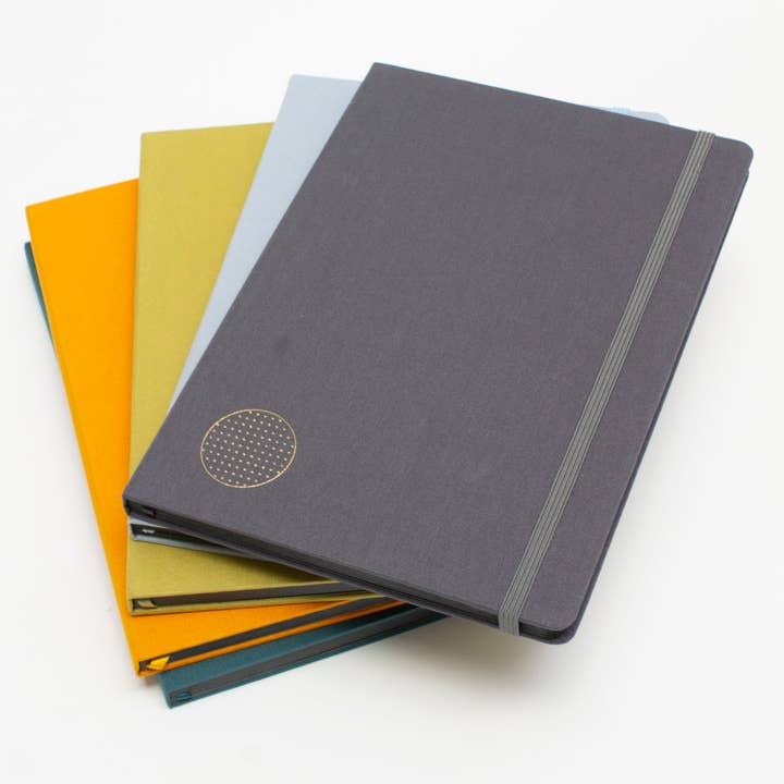 B5 Dot Grid Journal - Black Page - Linen-Wrapped Hardcover for wholesale by Bobo Design Studio