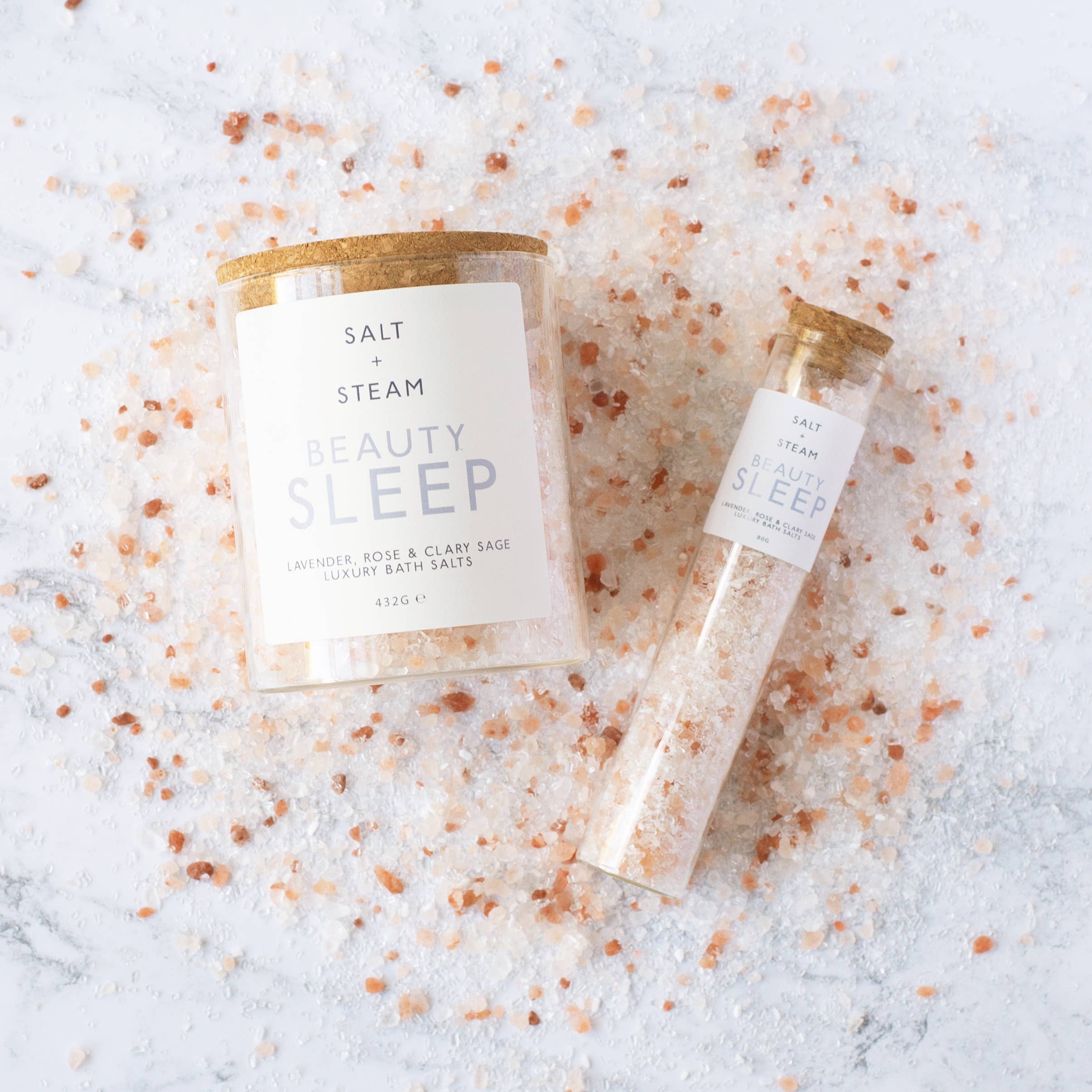 Salt + Steam – wholesale Bath salts – Beauty Sleep - Lavender & Rose Bath Salts 80g & 432g1