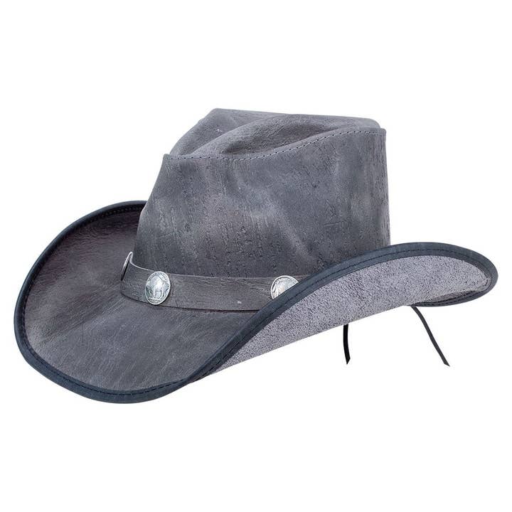 American Hat Makers - Venta al por mayor Sombrero cowboy - Unisex - Sombrero Vaquero de Cuero Genuino con Concho - Estilo Cyclone9