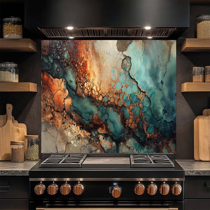 Copper Current – Vidro Temperado para Cozinha | Revestimento de Parede com Aspeto de Cobre por atacado de Glass Kitchen Backsplash