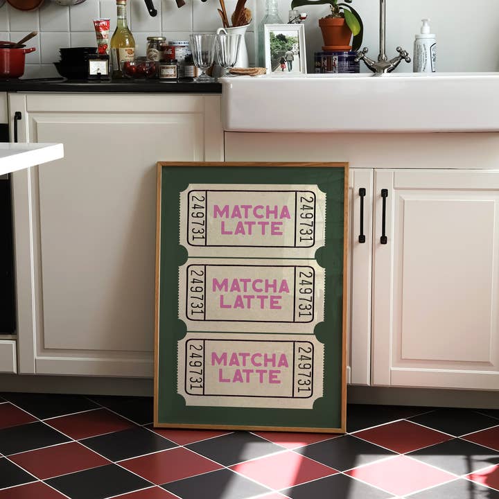 KIKIANDNIM - Wholesale Art Print - Matcha Latte Ticket Print | Coffee Shop Decor3