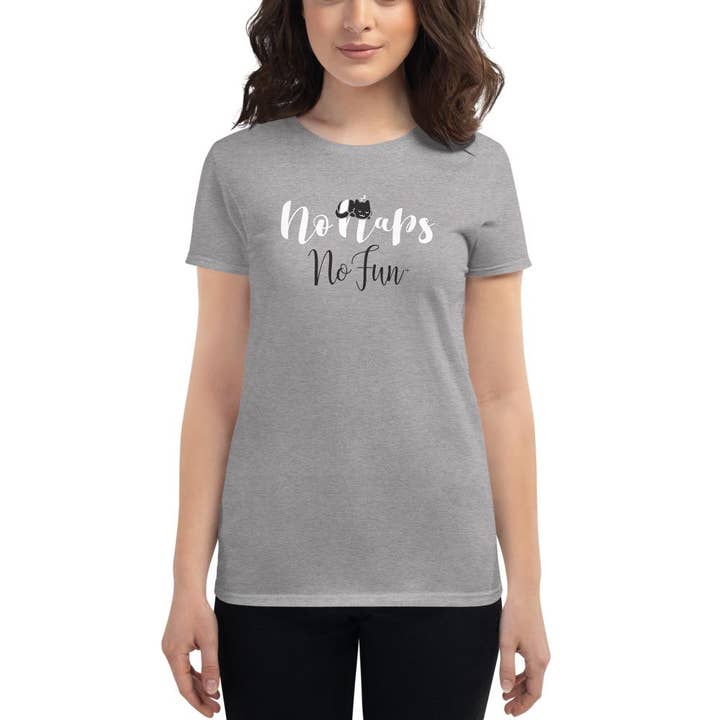 No Naps No Fun, Ladies, T-Shirt, Special Heather Grey for wholesale by No Fun Company