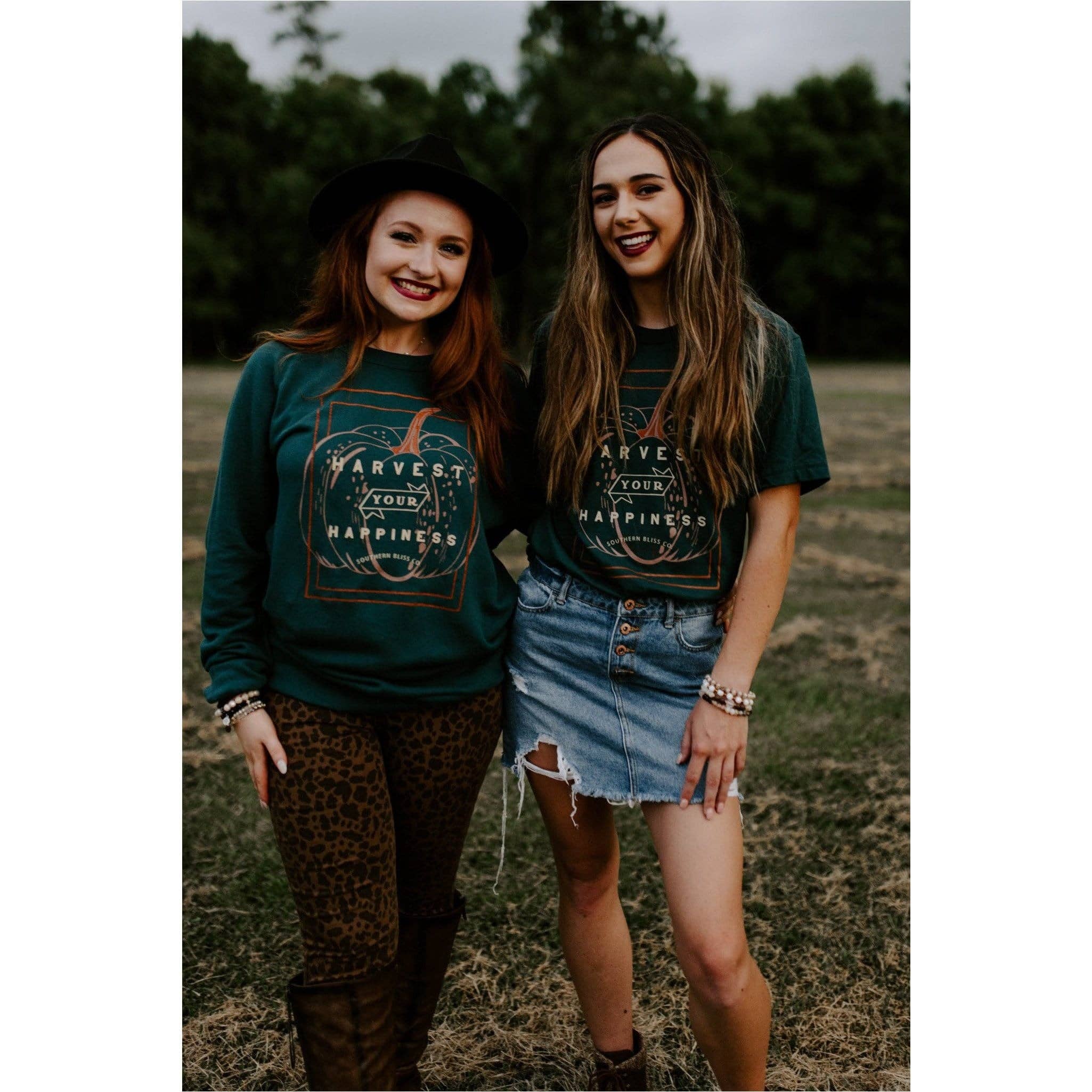 Southern Bliss Co. - Wholesale Screen Printed T-Shirt - Women's - Harvest Your Happiness Solid Green Tee1