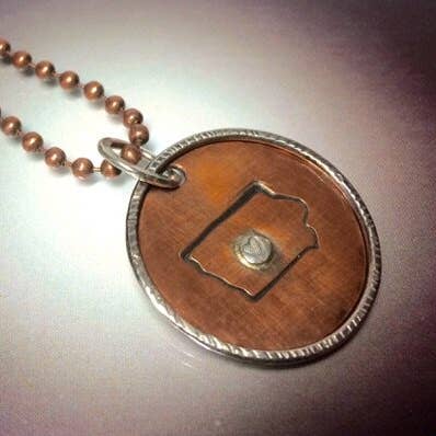 Sterling Ringer Necklace w/Heart Marker - Your State Jewelry for wholesale by CB&CO