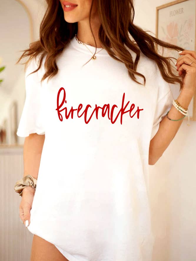 Top Avenue - Wholesale Screen Printed T-Shirt - Women's - Firecracker, 4th of July, Unisex Round Neck T-Shirt