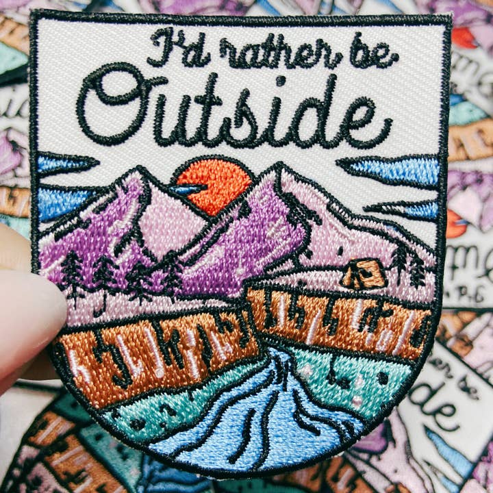 TEELUX - Wholesale Patch - 2.5" I'd Rather be OUTSIDE - Embroidered Hat Patch1