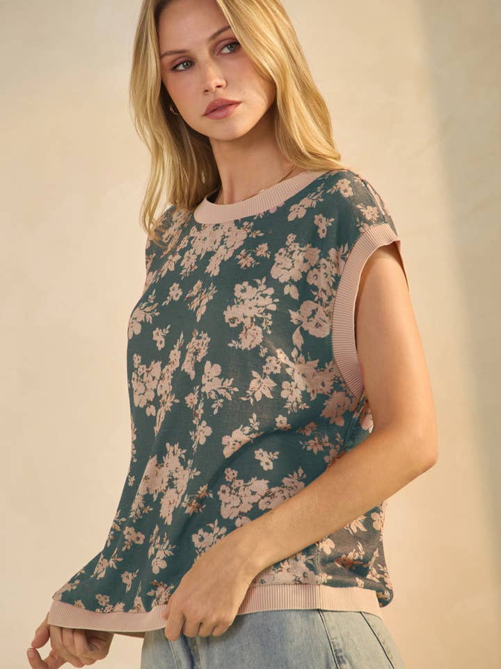 Top in maglia jacquard stampato floreale per la vendita all'ingrosso da parte di Oddi