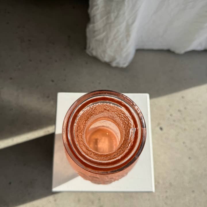 Large vintage Italian molded glass pink vase H31 for wholesale on Faire6