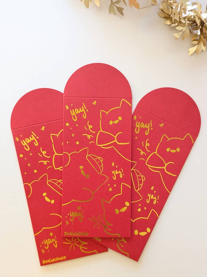 Modern Celebration Red Envelope for wholesale by Fruit Cats Studio