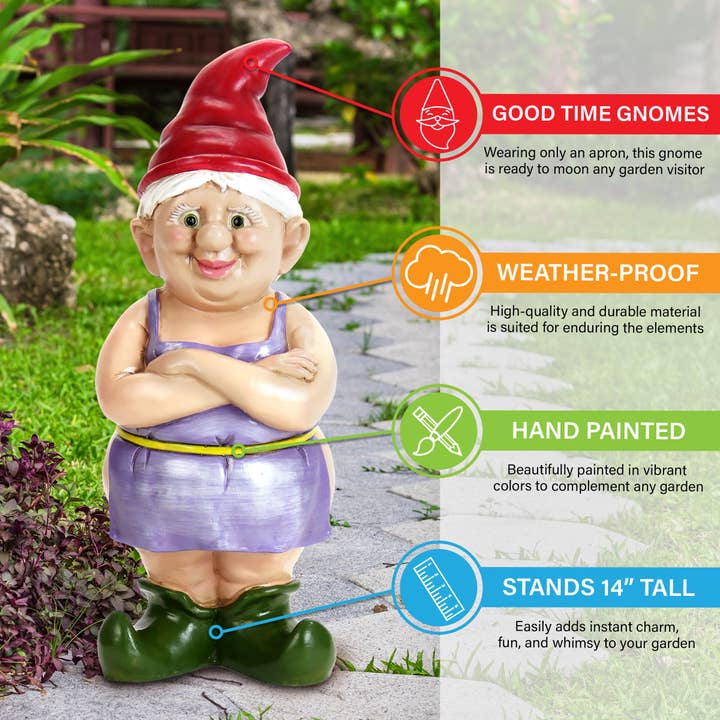 Exhart - Wholesale Garden Gnome - Buttocks Betty Naked Gnome Statue