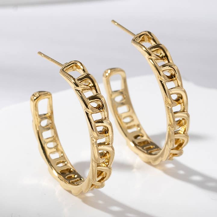 Chain hoop earrings - Angélique for wholesale by Lovelika