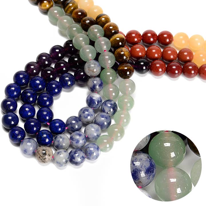 CRCBEADS - Wholesale Beads - Natural Rainbow Chakra Gemstone Beads Smooth Round 6mm 8mm 10mm 15.5'' Strand2