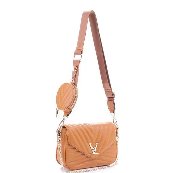 Paperdoll - Wholesale Crossbody Bag - Women's - 2IN1 V LINE CROSSBODY BAG WITH COIN PURSE SET