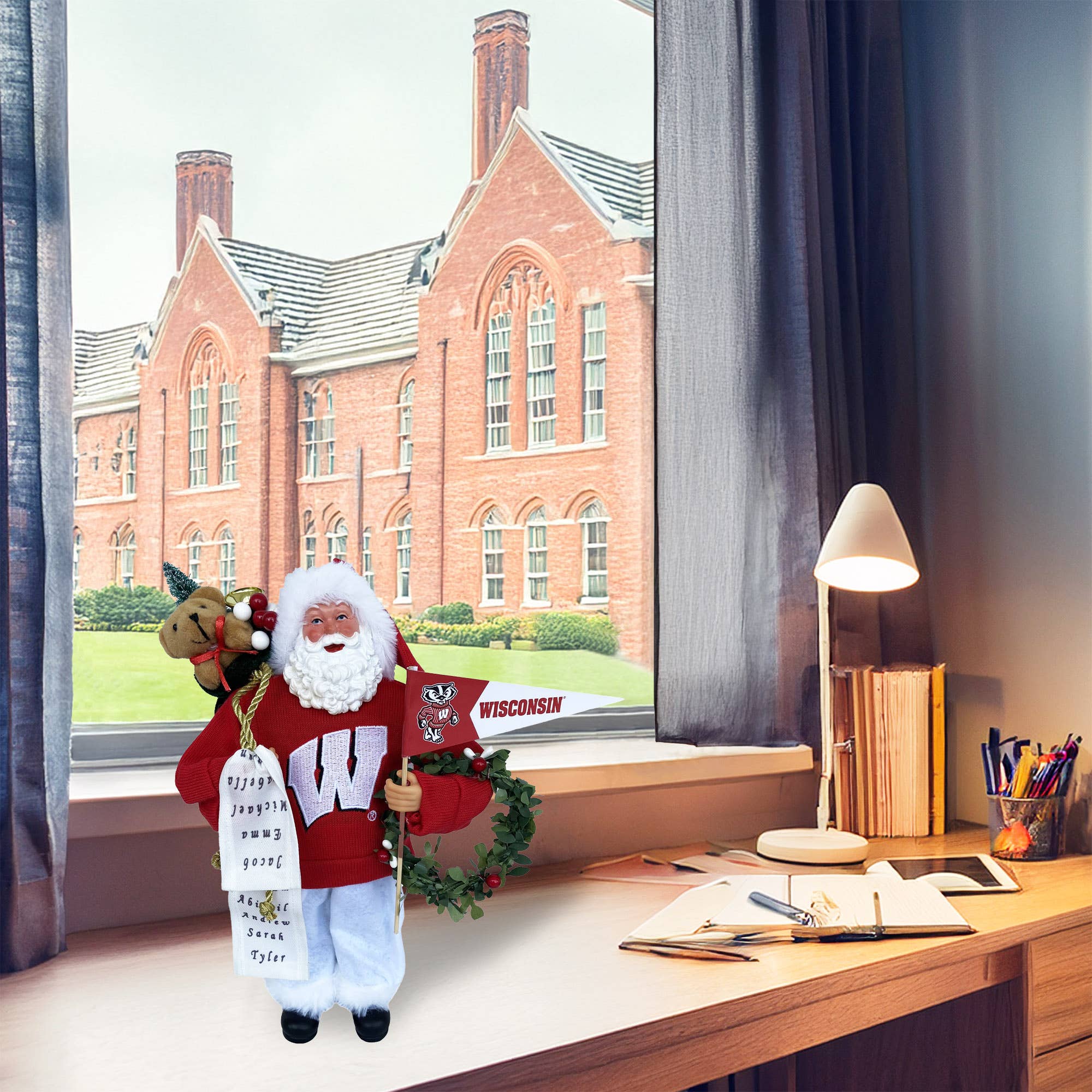 Santa’s Workshop Inc. - Wholesale Christmas Decoration - 12" Wisconsin Badgers Proud Santa4