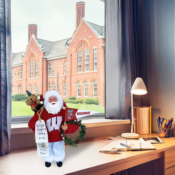 Santa’s Workshop Inc. - Wholesale Christmas Decoration - 12" Wisconsin Badgers Proud Santa4