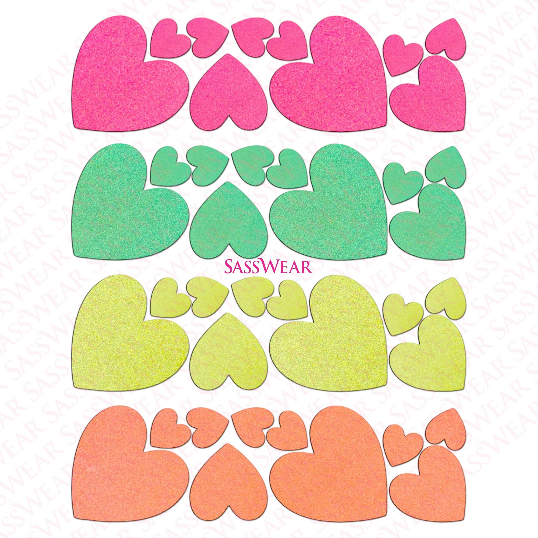 Sasswear - Wholesale Nipple Pasties - Women's - Heart Blacklight Body Stickers-40 Pk6