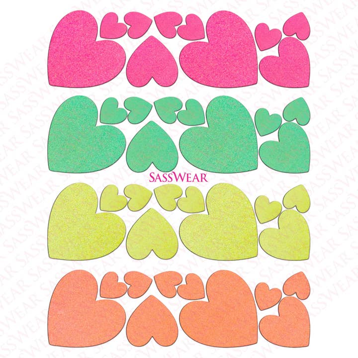 Sasswear - Wholesale Nipple Pasties - Women's - Heart Blacklight Body Stickers-40 Pk6