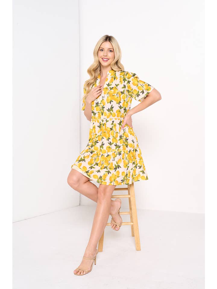 SM WARDROBE - Vendita all'ingrosso Vestito - Donna - Vestito con stampa di limoni vivaci6