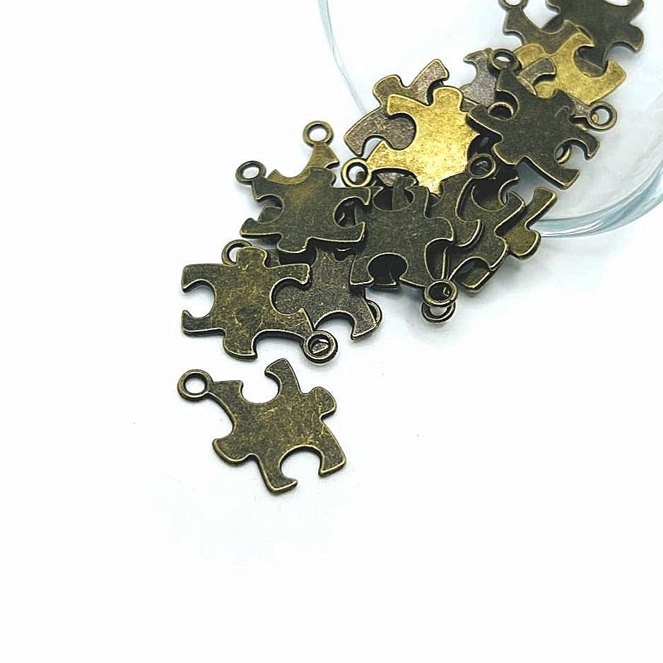 Guerrilla Charm - Wholesale Individual Charm/Pendant - Bronze Autism Awareness Puzzle Piece Charms, 22x14mm0