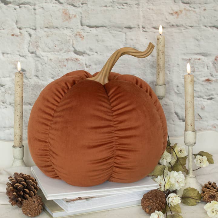16.25" ORANGE FABRIC PUMPKIN for wholesale by Ragon House