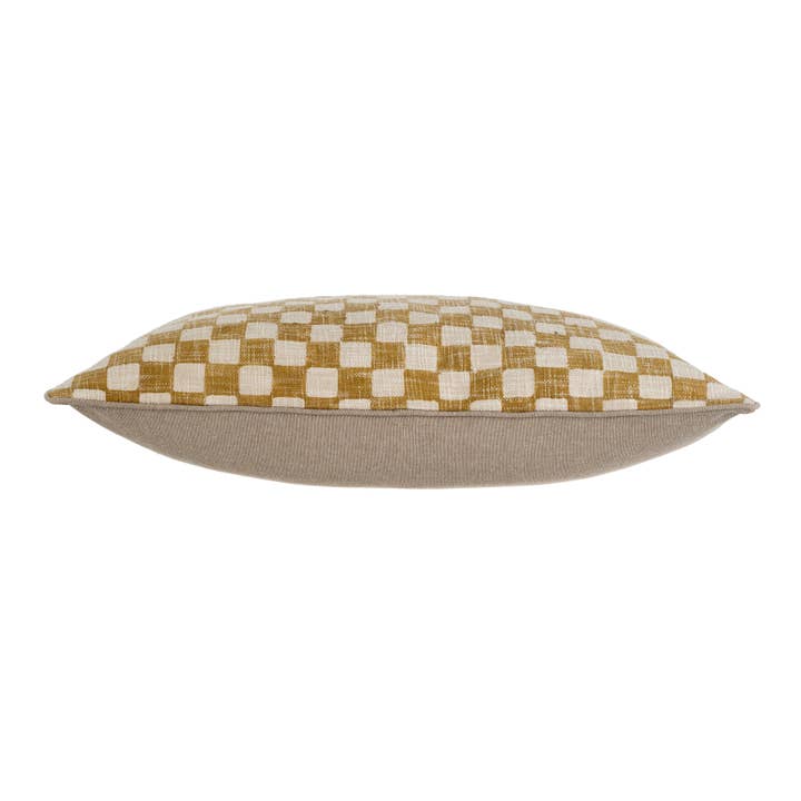 Indaba Trading - Wholesale Throw/Decorative Pillow - 16x24 Checkered Pillow, Ochre