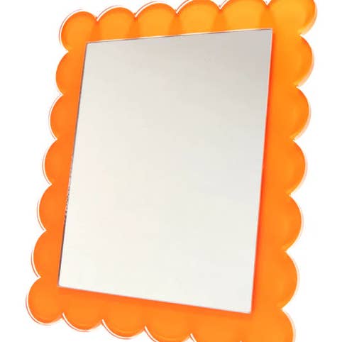 SCALLOP MIRROR - 11 x 13 - ORANGE for wholesale by Tara Wilson Designs