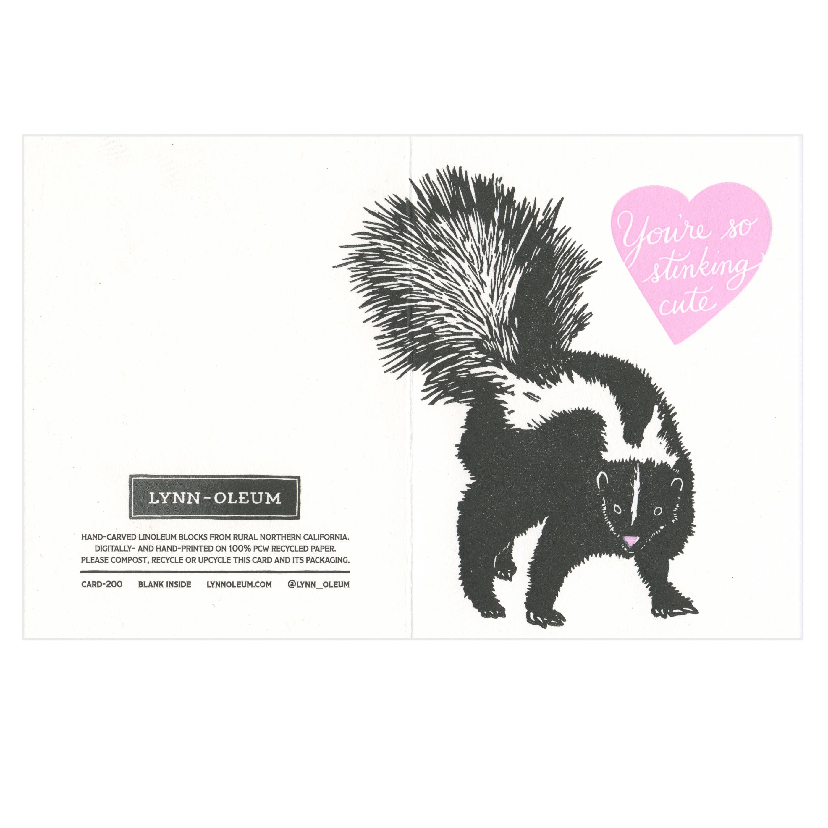 Lynn-oleum - Wholesale Love Card - Skunk Love LETTERPRESS CARD1