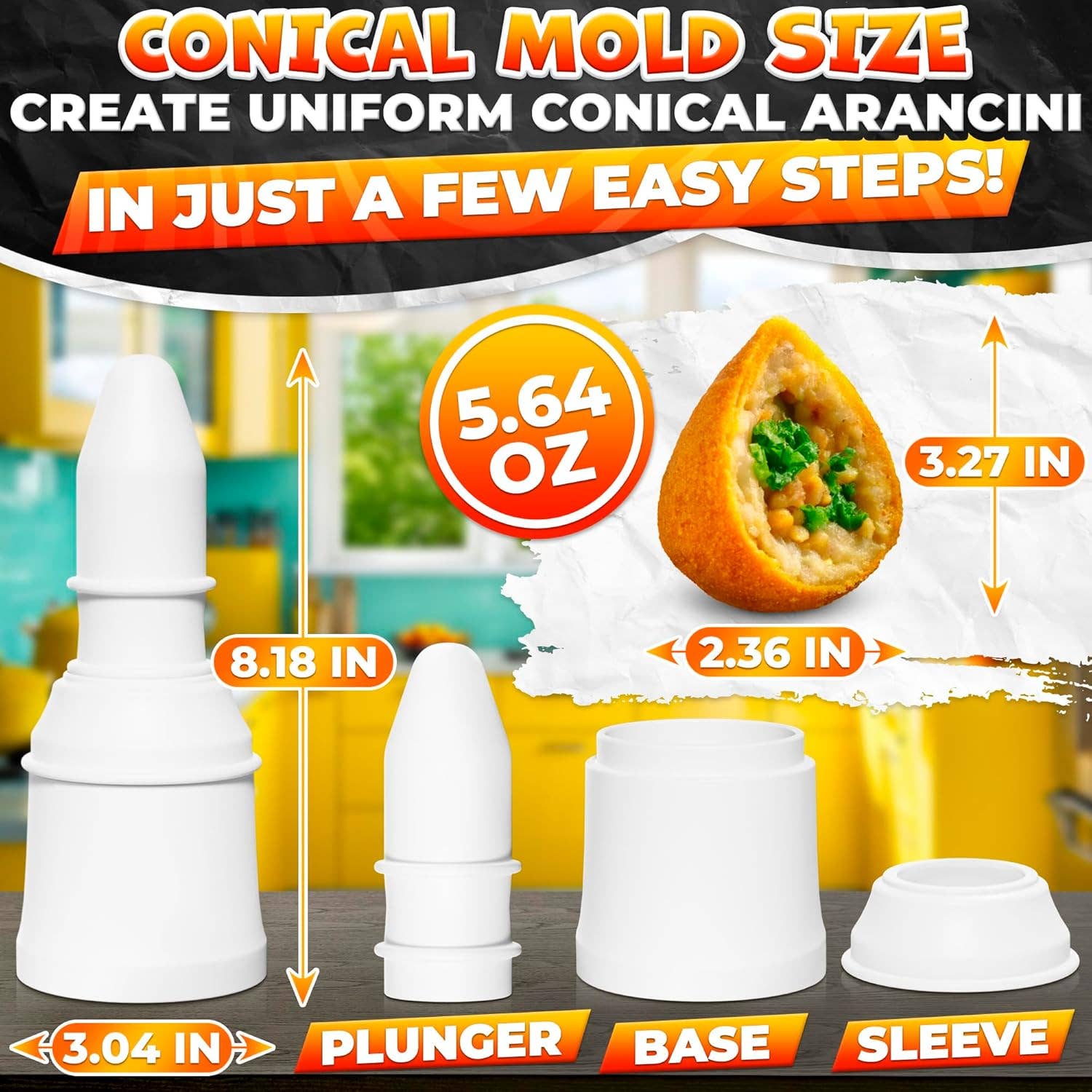 VIGOR - Wholesale Kitchen tool/gadget - Arancini Maker Mold Set Dual Set for Round & Conical Rice5