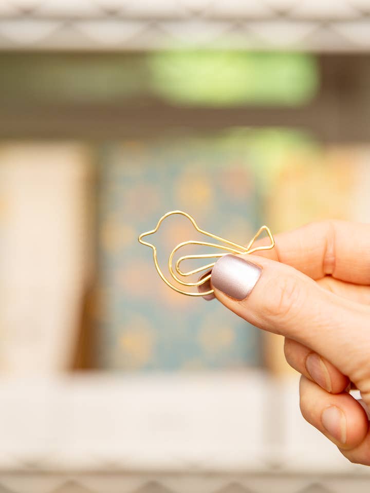 Gold Birds Boxed Paper Clips for wholesale by Lucid Moon Studio, LLC