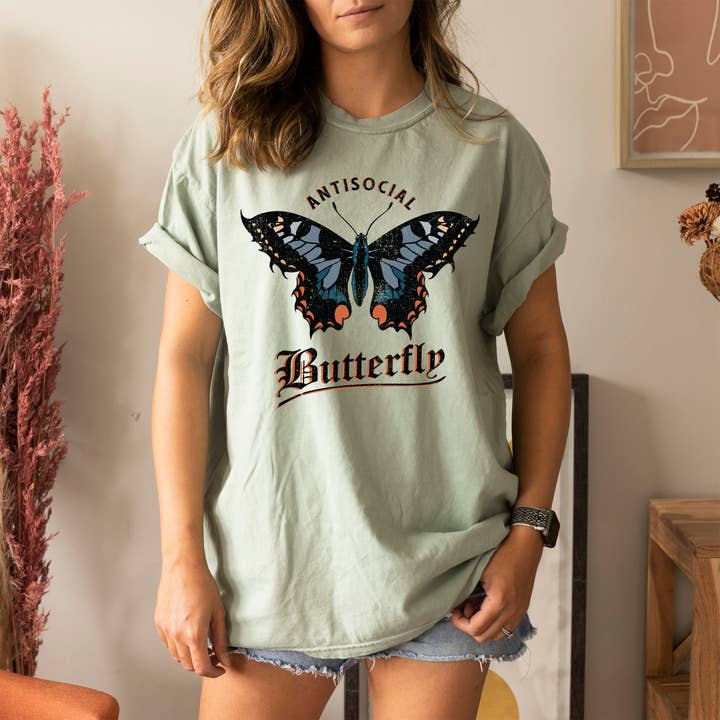 Anti Social Butterfly T-Shirt for wholesale by Refinery Number One LLC
