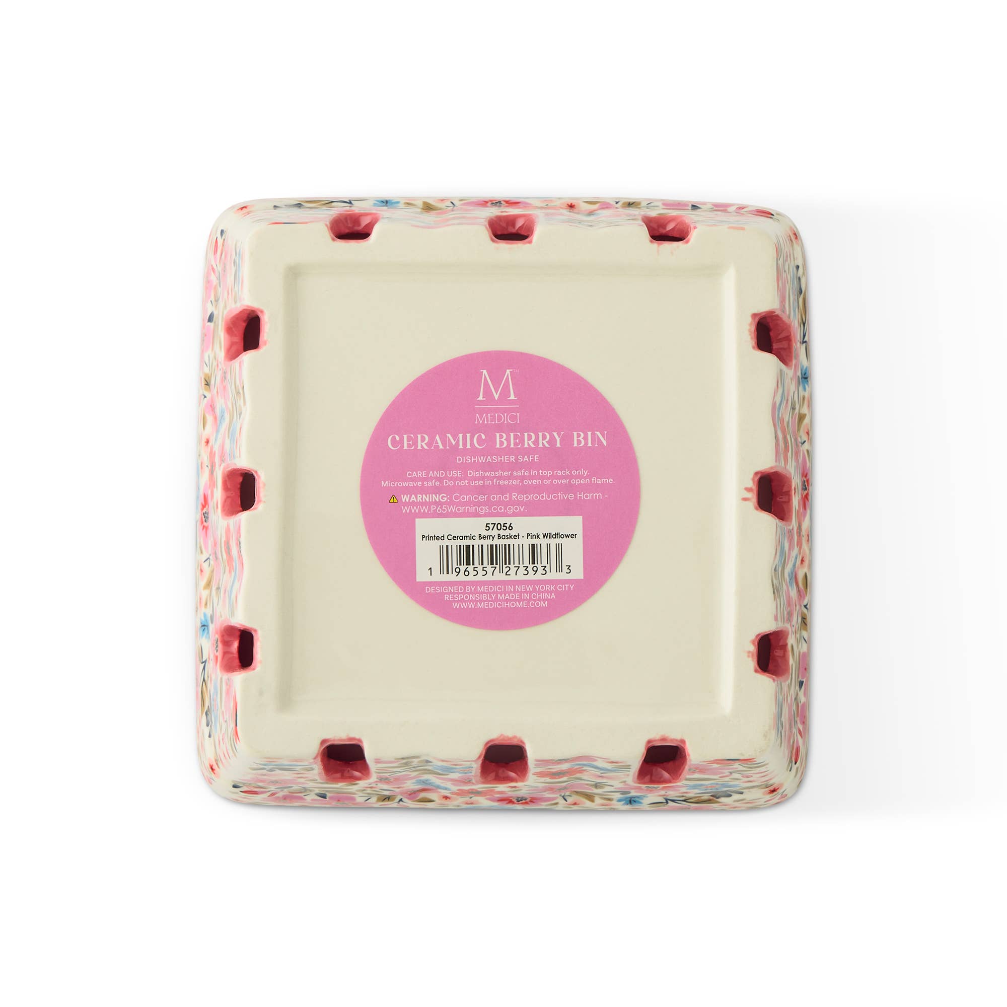 Core Home - Wholesale Basket - Printed Ceramic Berry Basket - Pink Wildflower2