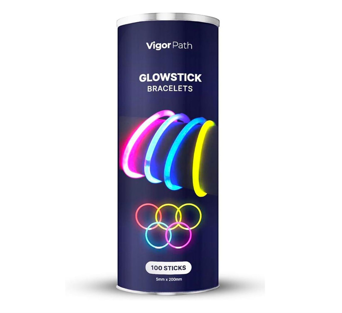 Vigor Path - Wholesale Toy Set - Kids - Set of 100' Luminous Sticks - 8" Glowsticks for Bracelets0