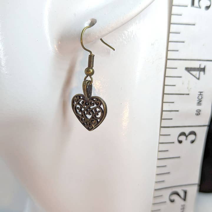 Stylish Jewelry Supply - Wholesale Dangle earrings - Antique Bronze Hollow Decorative Heart Earrings3